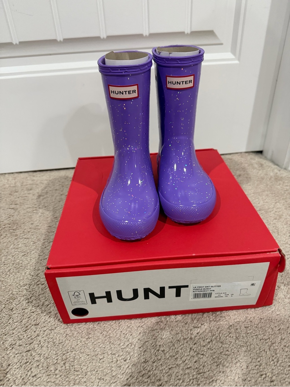 Hunter Kids Lavender Glitter Rain Boots